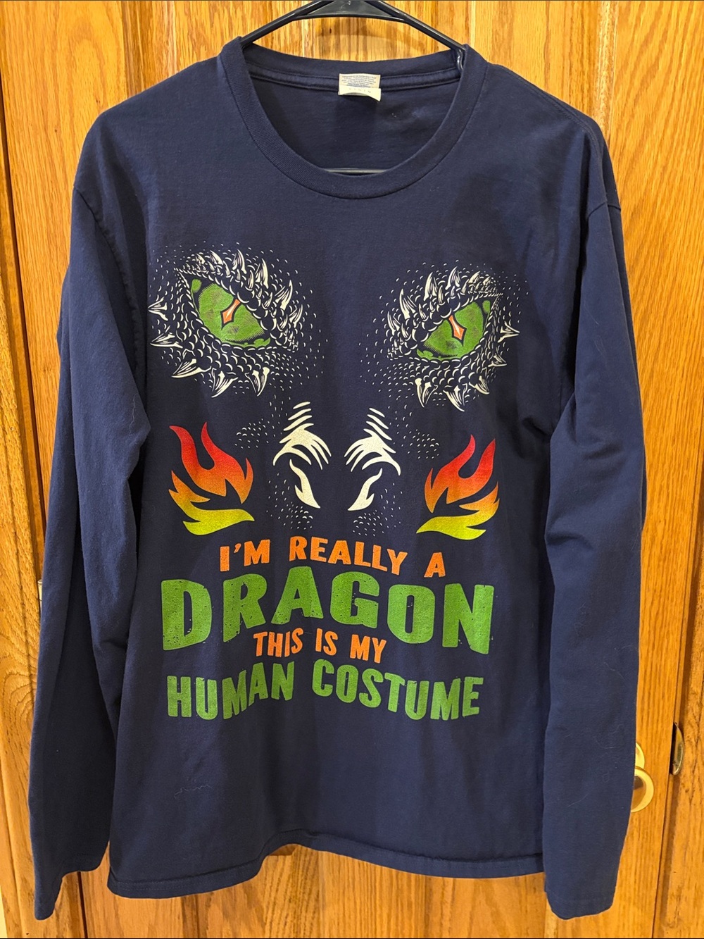 Port and Company Navy "I'm Really a Dragon" Long Sleeve Tee